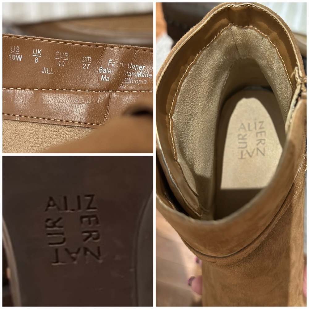 Naturalizer Women’s Jill Faux Suede Ankle Wedge Bootie, Light Brown Size 10 WIDE - Picture 10 of 16